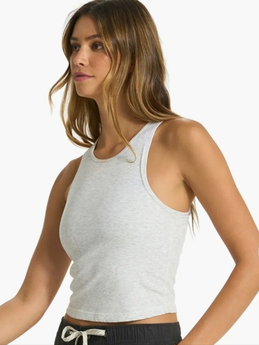 Vuori Womens Pose Plyo Tank Top - XS White Heather Gray Activewear